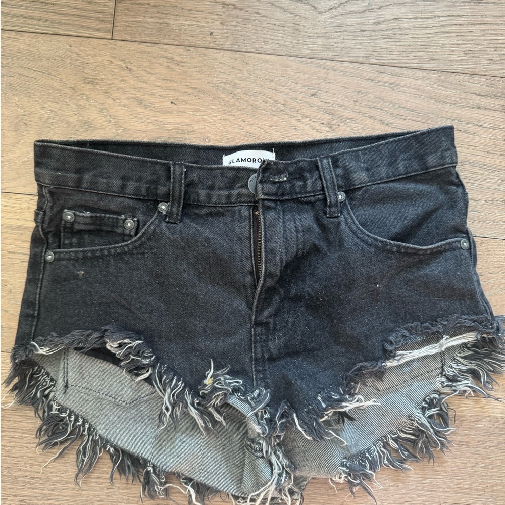 Glamorous Charcoal Frayed Jean Shorts